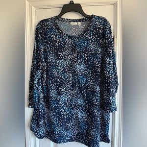 Women’s pullover blouse - blue multi color